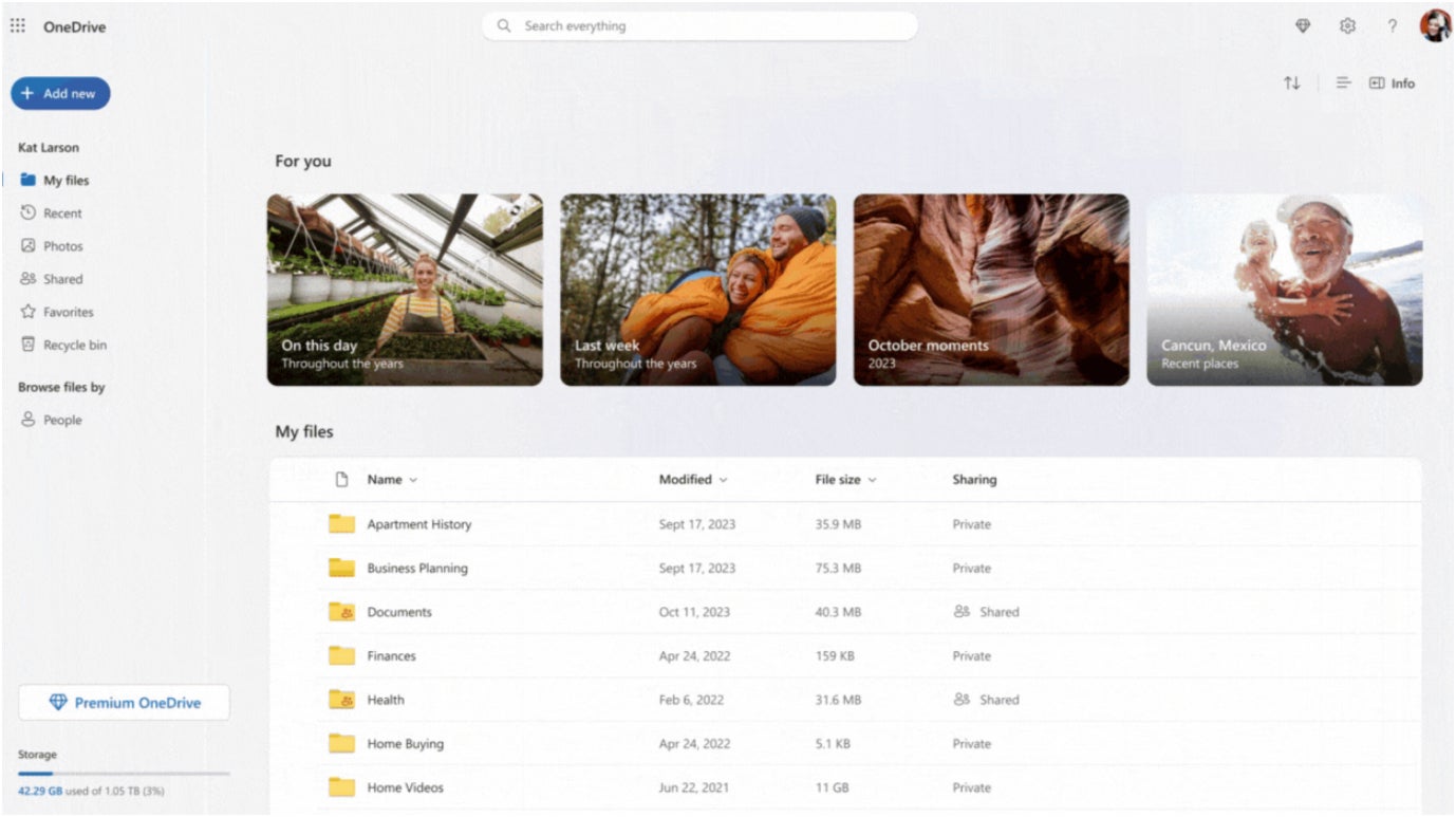 OneDrive’s updated look in 2024.