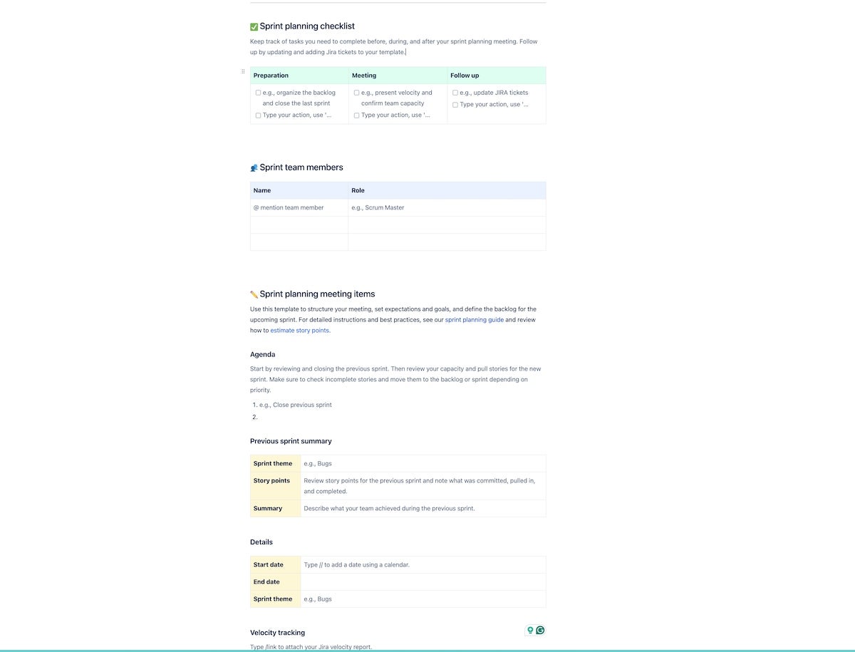 Screenshot of Sprint Planning October 2024 Confluence.