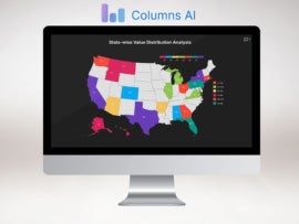 A desktop monitor with analytical distribution map on display.