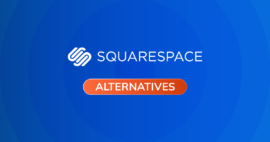 Squarespace alternatives featured image on blue background.