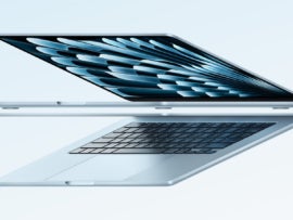 The MacBook Air comes in a new color: sky blue.