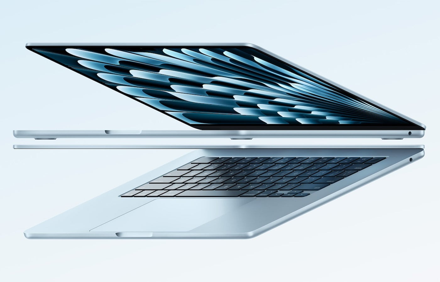 The MacBook Air comes in a new color: sky blue.