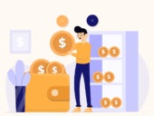 Flat vector illustration of digital wallet concept.