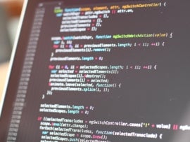 Zoomed in monitor with programming.