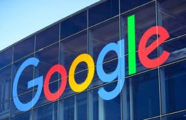 Google logo on company building.