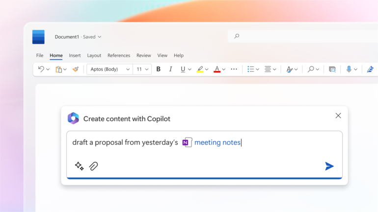 Microsoft Word document with Copilot instructions to generate a draft proposal.