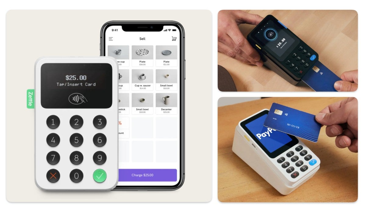 Mobile point-of-sale devices accepting card payments using PayPal and Zettle card readers