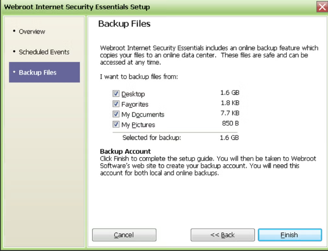 Webroot Total Protection includes unlimited backup and cloud storage.