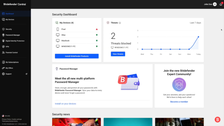 Bitdefender users can easily check on the status of their blocked threats within the platform’s security platform.