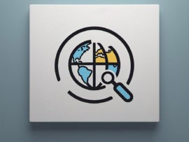 AI generated image of earth with magnifying glass.