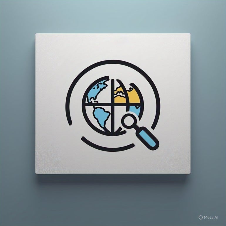 AI generated image of earth with magnifying glass.