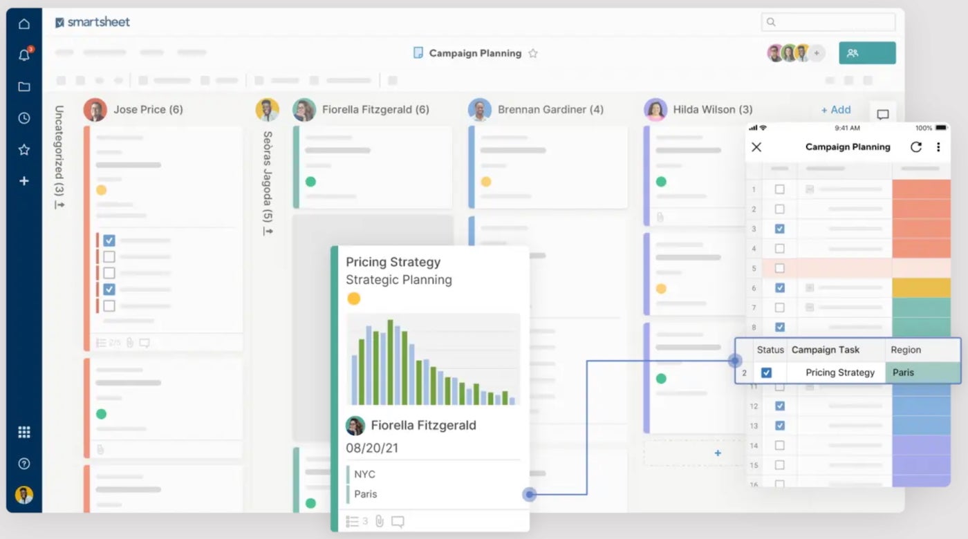 Smartsheet example interface for project management and collaboration.