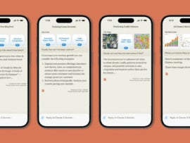 The Claude app can be used to ask questions and generate content with the AI chatbot. This image does not include voice mode in action.