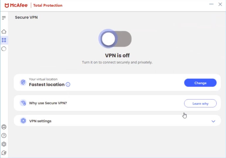 McAfee’s antivirus software comes with a VPN that protects your privacy online.