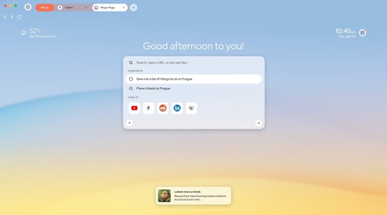 The Norton Neo browser puts an AI chat window front and center.