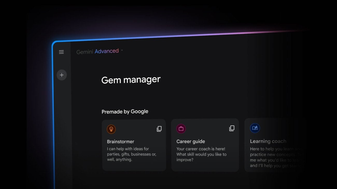 Google Gems Manager with a portfolio of pre-made gems.