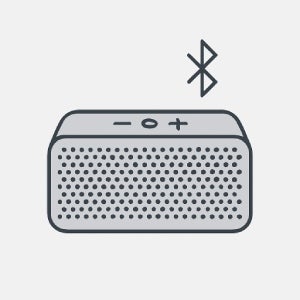 Grayscale bluetooth speaker illustration.