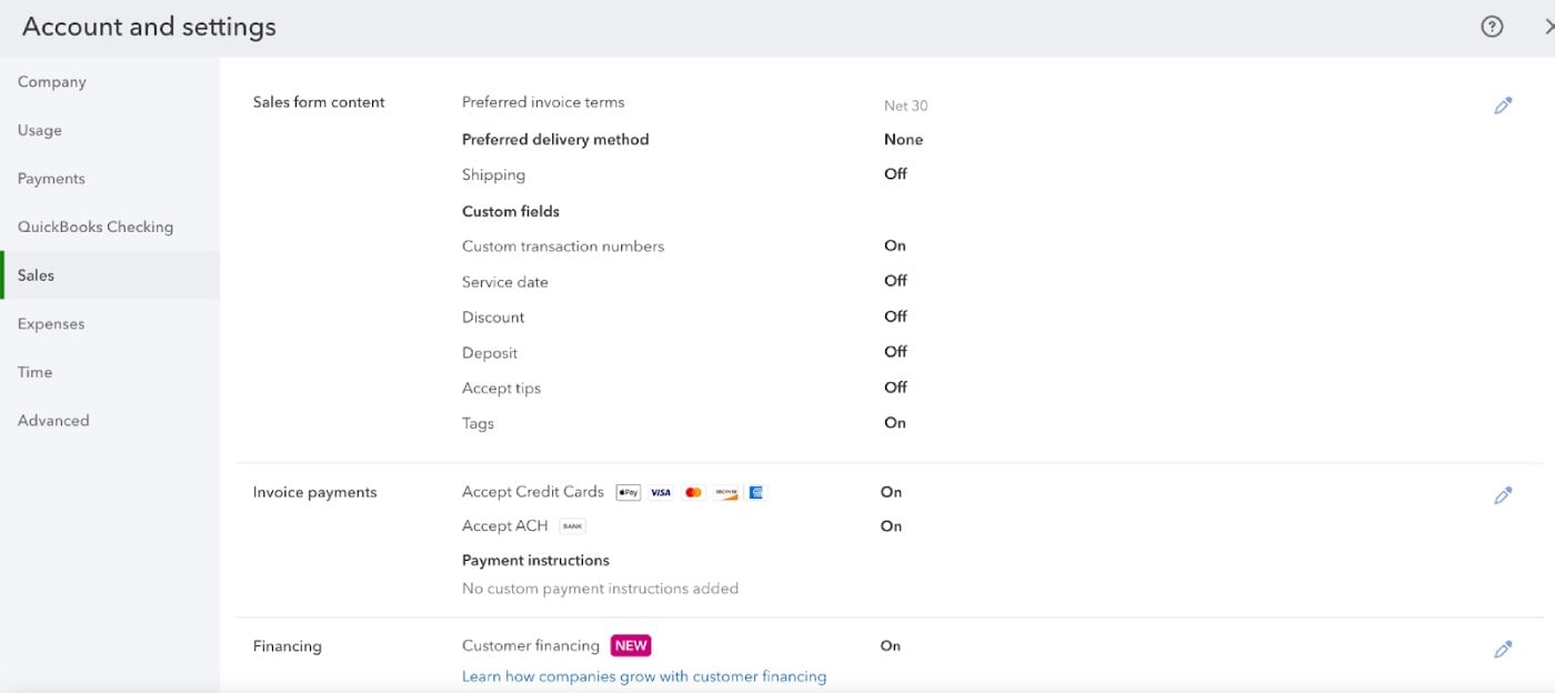 While setting up your first invoice, you can toggle settings on and off, add columns to your default invoice template and more.