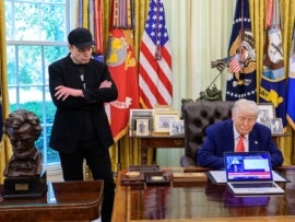 White House photo of President Trump participating in a press conference with departing DOGE advisor Elon Musk.