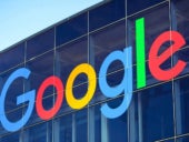 Google logo outside headquarters.
