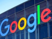 Google logo outside headquarters.