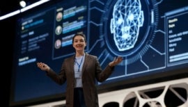 woman is speaking about technologies
