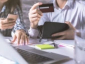People checking credit cards