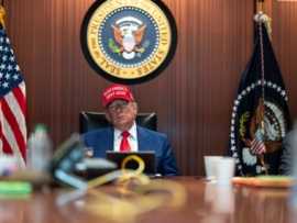 Photo of US President Donald Trump in the Situation Room at The White House.