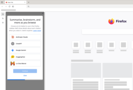 Firefox’s AI sidebar offers a menu of models.