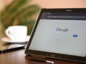 Google homepage on a tablet.