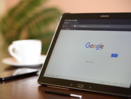 Google homepage on a tablet.
