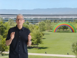 Screenshot of Apple CEO Tim Cook during the WWDC 2025 keynote.
