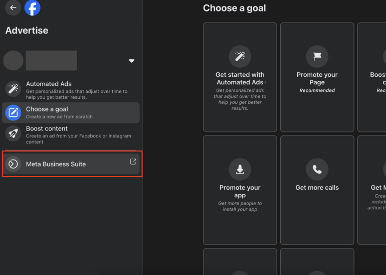 Open the Meta Business Suite inside your Facebook Page.