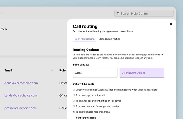 Dialpad call routing for specific business hours.