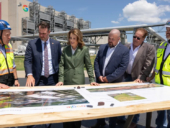Business and community leaders with Oklahoma Governor Kevin Stitt (second from the left) and Ruth Porat, president and chief investment officer of Alphabet and Google.