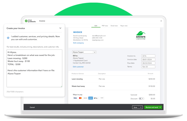 Quickbooks online invoicing