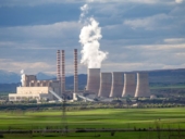 Agios Dimitrios Power Plant Station, Kozani Macedonia Greece. Coal-Fired Factory, smoke from chimney