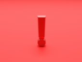 Exclamation mark on red color background. 3d illustration