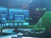 Cybercrime, Hacking And Technology Concept - Male Hacker With Progress Loading Bar On Computer'S