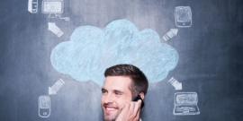A person talking on his mobile phone.