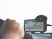 Smartphone displaying Google Maps navigation