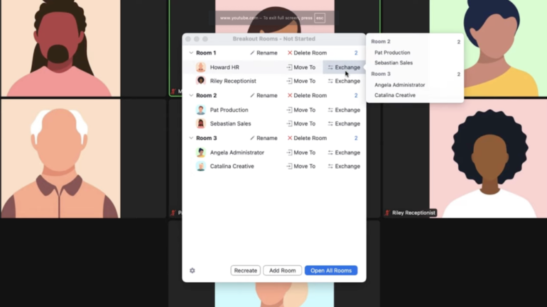 Move or exchange participants to the proper breakout room during a meeting.