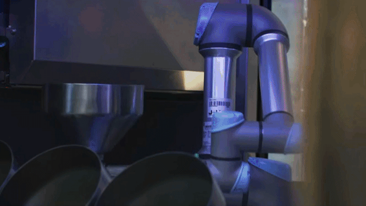 A robot making food.