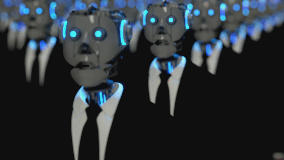 A group of robots marching together.