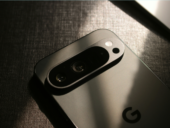 Close-up of matte black Google Pixel smartphone camera bar