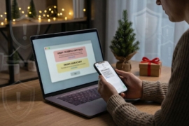 a person working on both laptop and mobile phone
