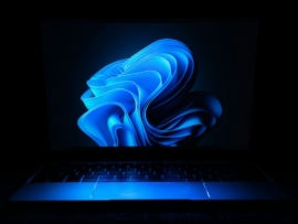 macbook air laptop in the dark