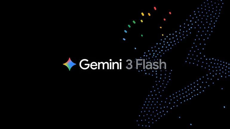 Gemini 3 Flash on black background.