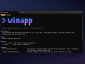 Screenshot of a terminal window displaying the help information for the Microsoft Windows App Development CLI (winapp) version 0.1.9-prerelease.26