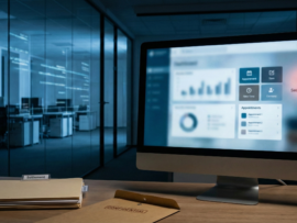 An office desktop with confidential folder and files.